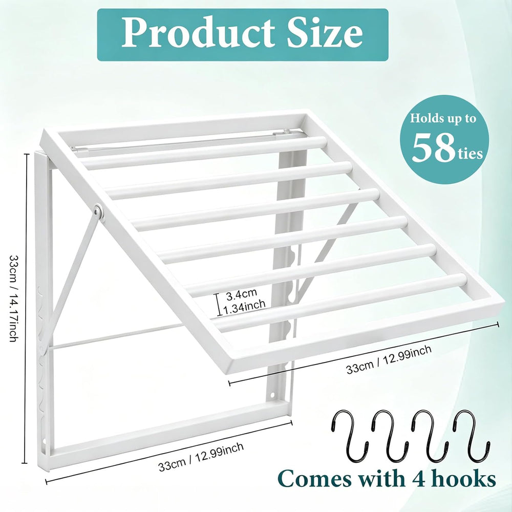 Wall Mounted Tie Rack Organizer, Metal Tie Rack Holds Up to 58 Ties, Adjustab...