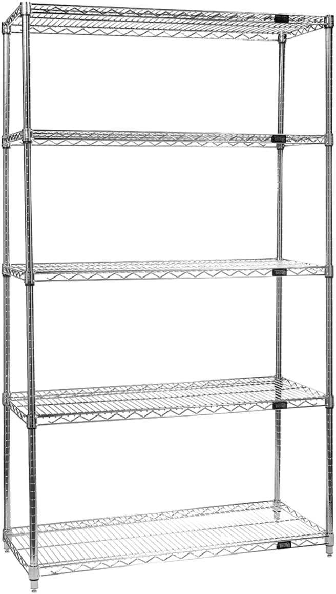 Quantum WR54-1460C-5 Wire Shelving Starter Kit with (5) Shelves and (4) Post ...