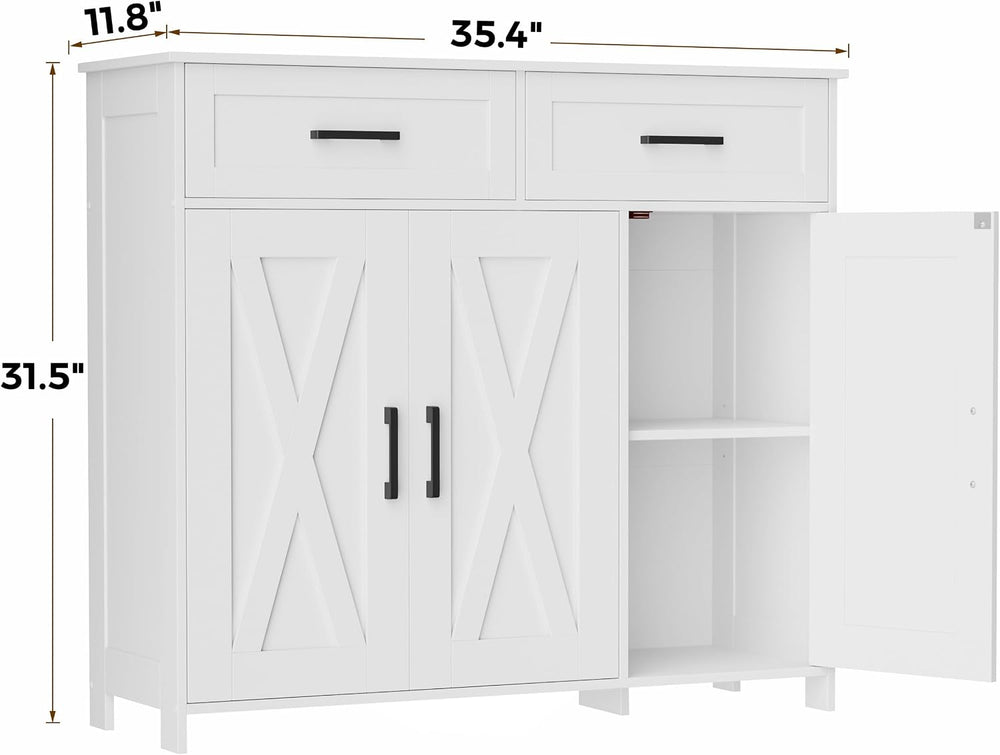 Homhedy Coffee Bar Storage Cabinet with Drawers, Kitchen Buffet Cabinet