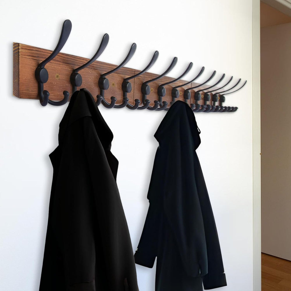 Wall Mount Coat Rack 47.3'' Burnt Brown Hanger - Rustic Towel Rack fo...