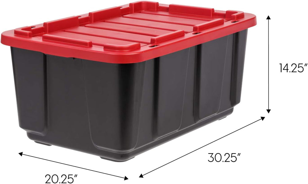IRIS USA 4-Tier Heavy Duty Plastic Shelving Unit and Heavy Duty Storage Tote ...
