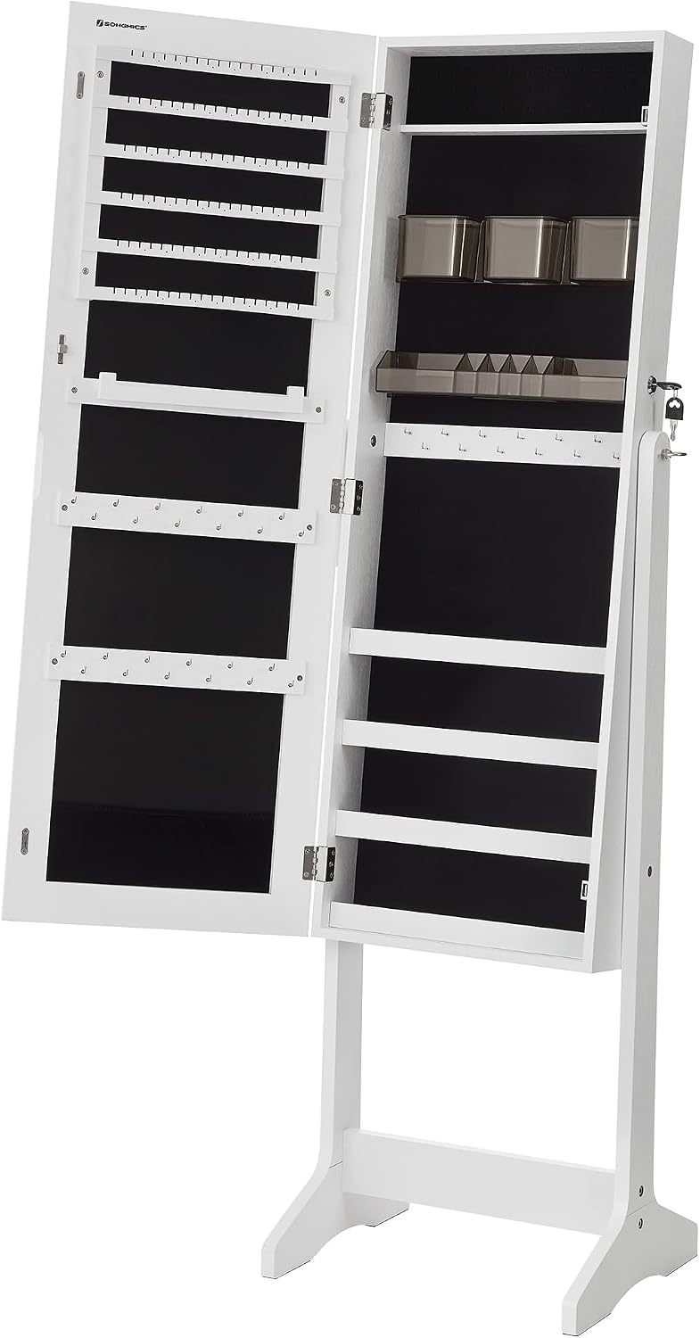 SONGMICS LED Jewelry Cabinet Standing, Lockable Armoire