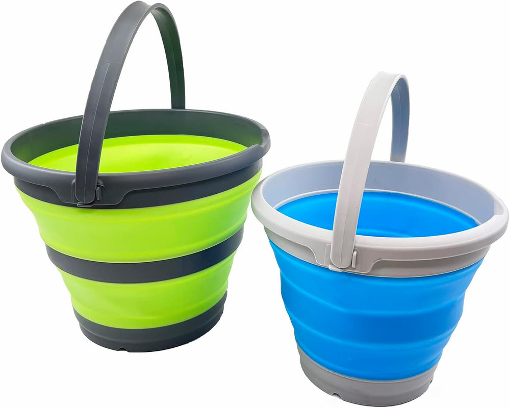 SAMMART Collapsible Bucket Set (5.5L (1.4 Gallon) + 10L (2.6 Gallon)) (Grass ...