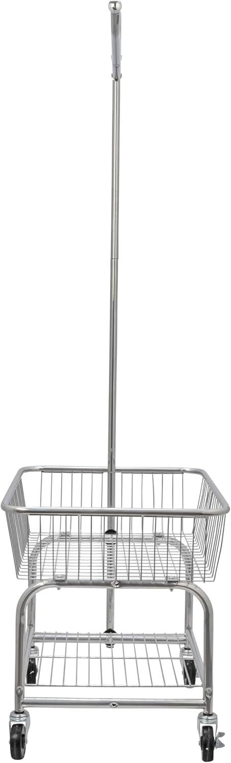 Household Essentials 6028-1 Rolling Laundry Cart with Hanging Bar - Chrome Fi...