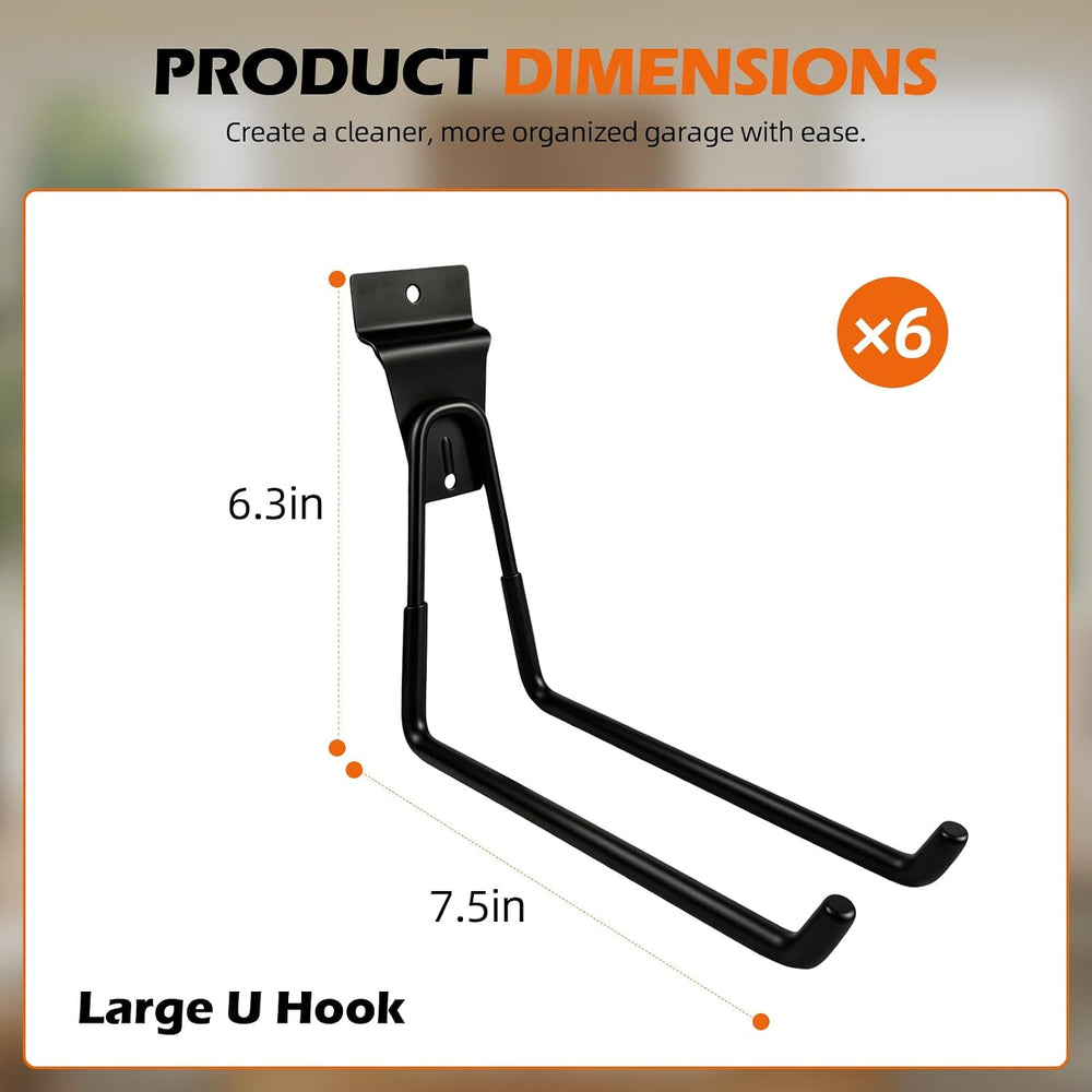 Large U Hooks Compatible with Gladiator GearTrack & GearWall, 6-Pack Gara...