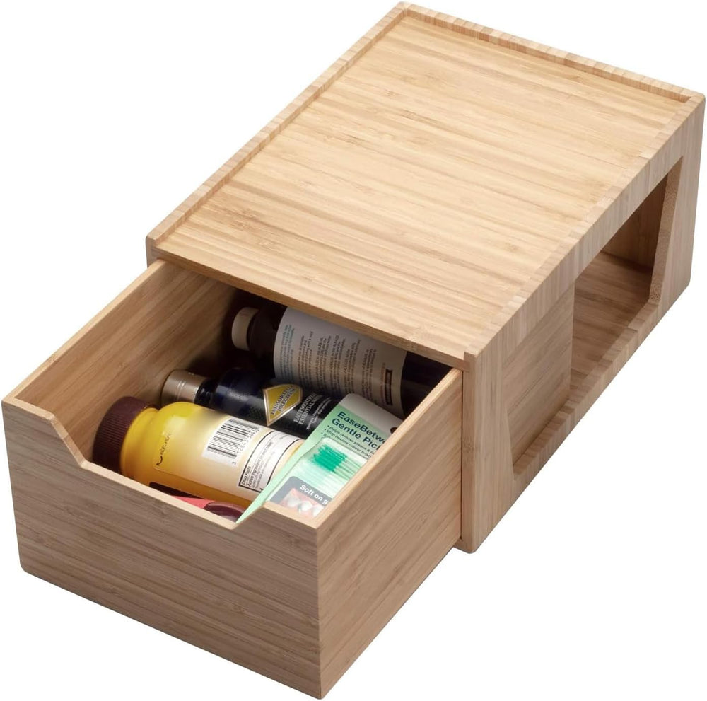 Tall Bamboo Drawer, Stackable Storage Solution for Kitchen Products, Office S...