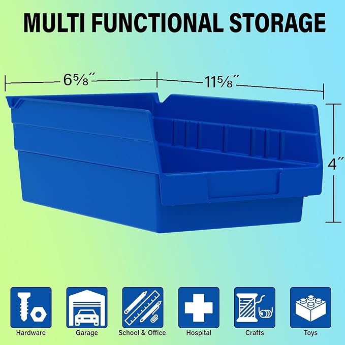 Akro-Mils 30130 Plastic Shelf Bins, Heavy Duty Storage Bins (12-Pk)