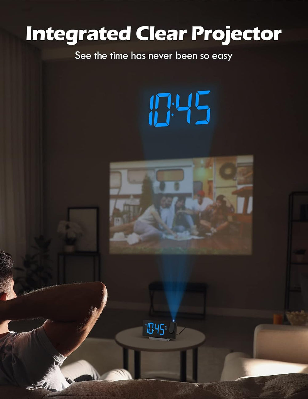 Projection Alarm Clock with FM Radio, Digital Clock for Bedroom