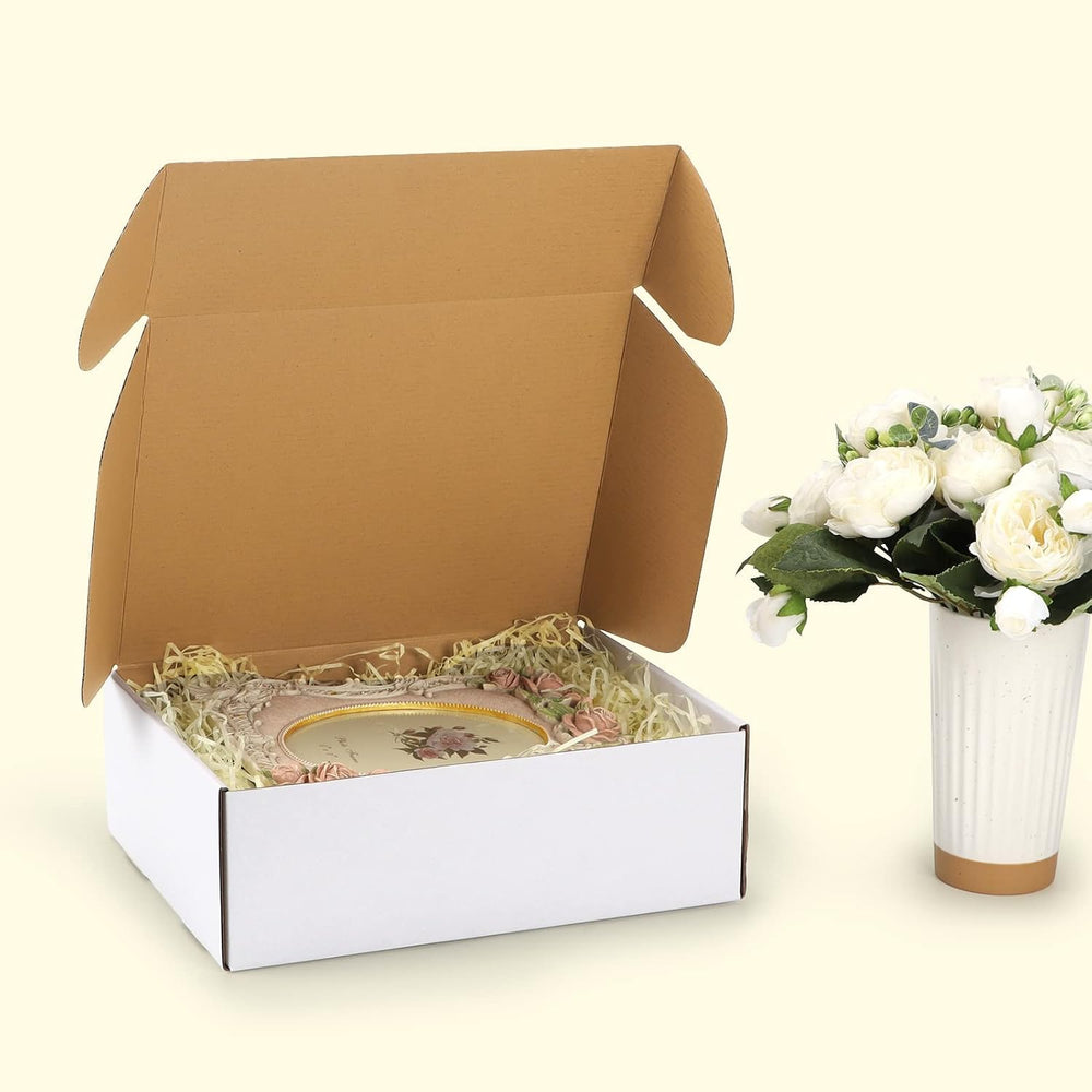 HORLIMER 12x9x4 inches Shipping Boxes Set of 20, White Corrugated Cardboard B...