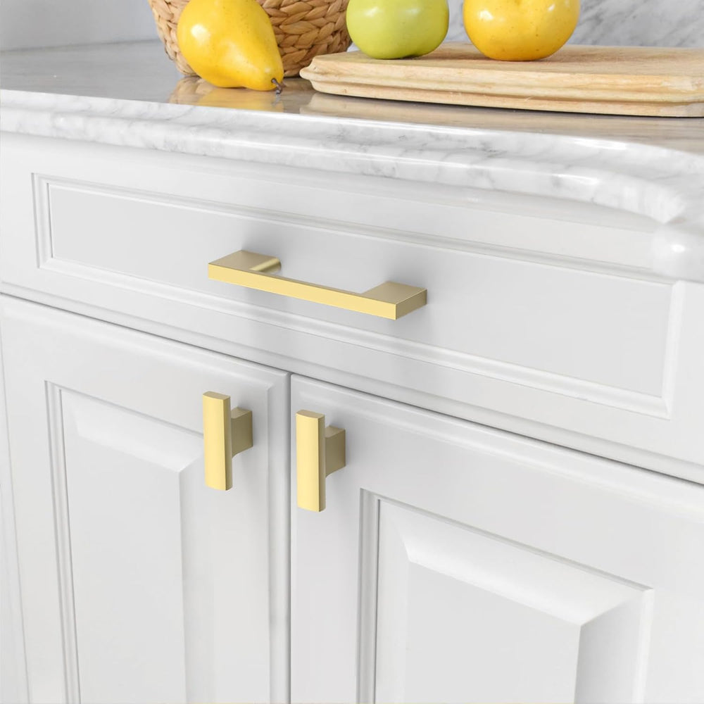 Amerdeco 10 Pack Brushed Gold Cabinet Pulls 3"
