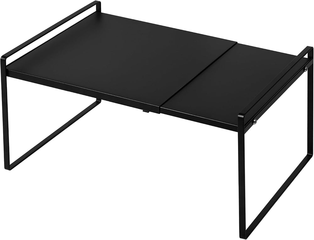 Expandable Shelf for Cabinets, Cabinet Shelf Riser, 12" Black