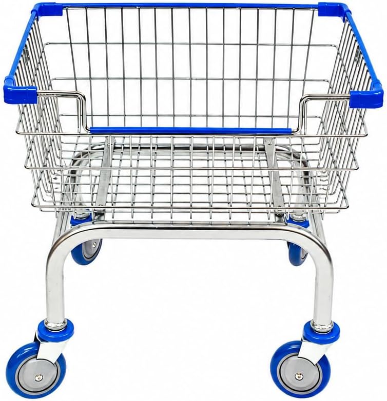 Laundry Cart Chrome Coated with Double Pole Rack, 2.5-Bu (Red or Blue Trim) (...