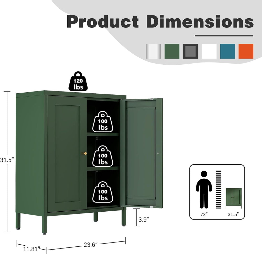Small Bathroom Storage Cabinet, Green Metal Locker