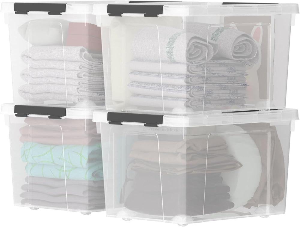 Zopnny 52 Quart Stackable Plastic Storage Bins (4 Pack)