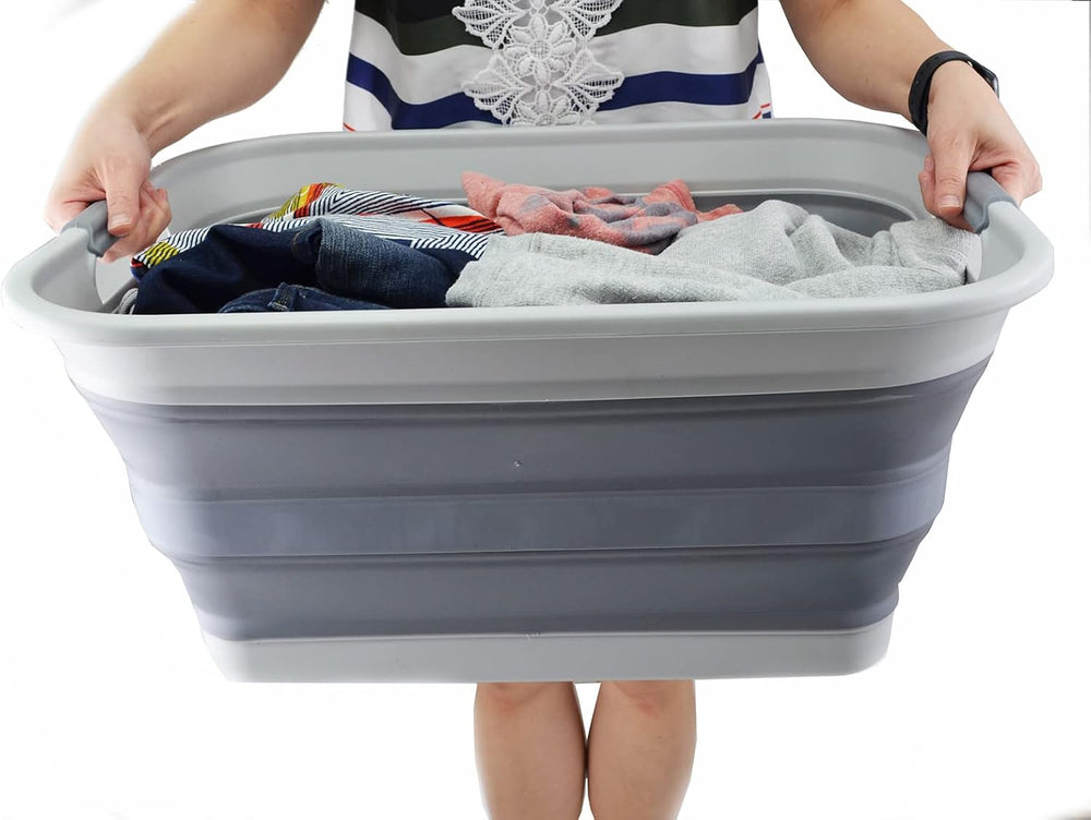 SAMMART 42L(11 gallon) Collapsible Plastic Laundry Basket-Foldable Pop Up Sto...