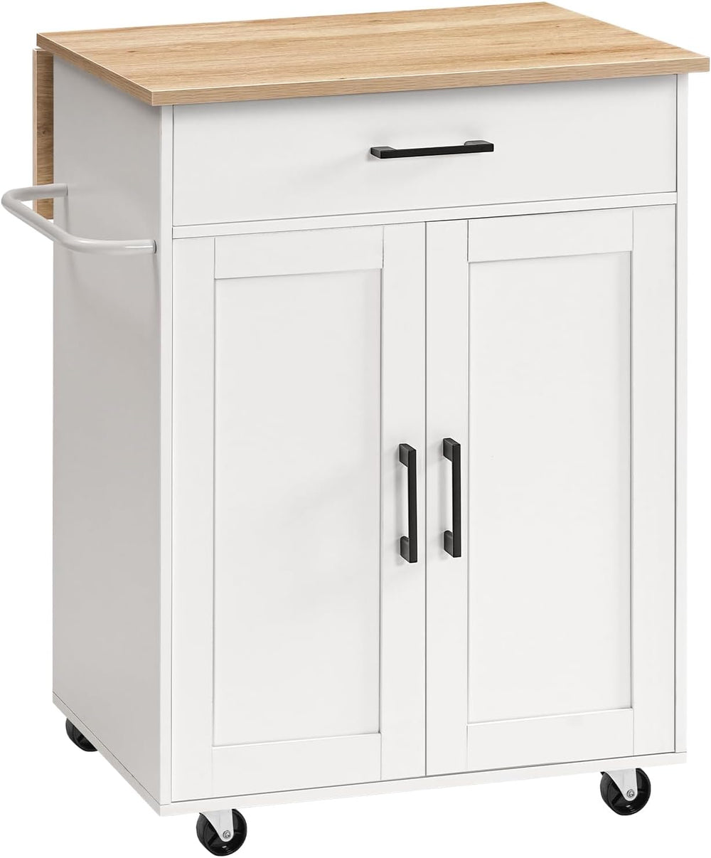 MAHANCRIS Kitchen Island on Wheels with Drop Leaf, Folding Countertop Kitchen...