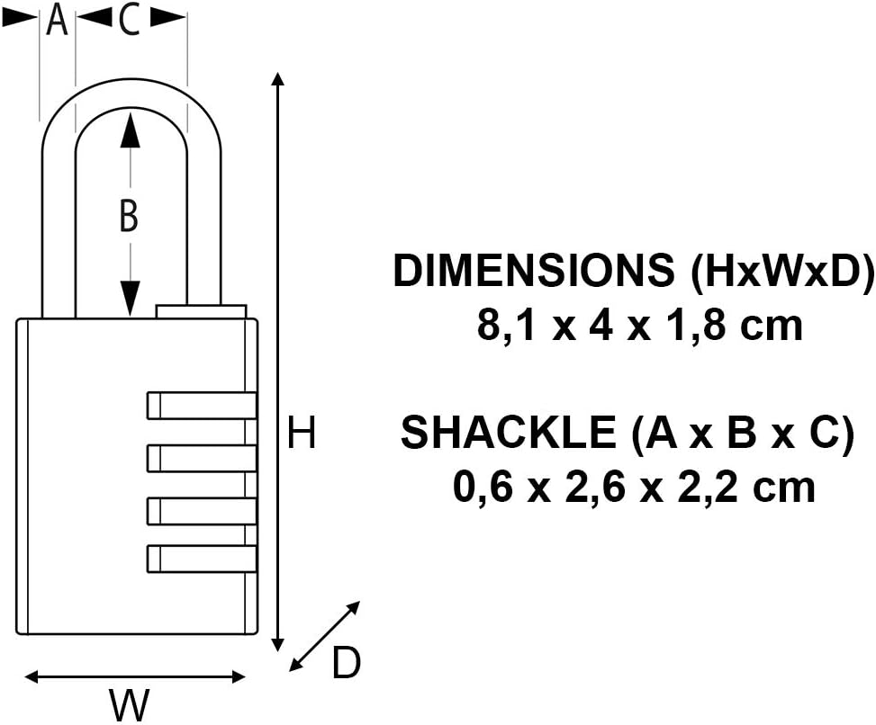 Master Lock 604EURD 4-Digit Combination Padlock with Aluminium Body and Brass...