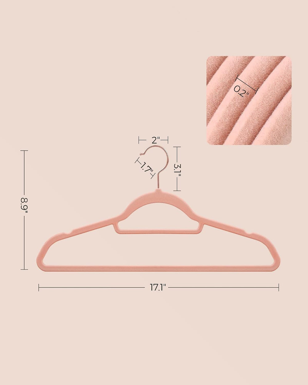 SONGMICS Velvet Hangers, Set of 100, Non-Slip, 17.1 x 8.9 x 0.2 Inch