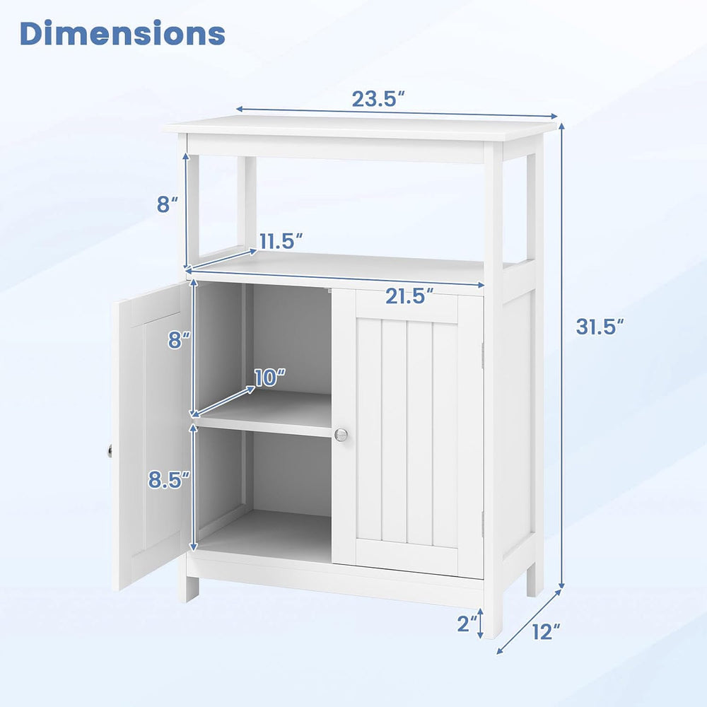 COSTWAY Bathroom Floor Storage Cabinet, Modern Wooden Storage Organizer