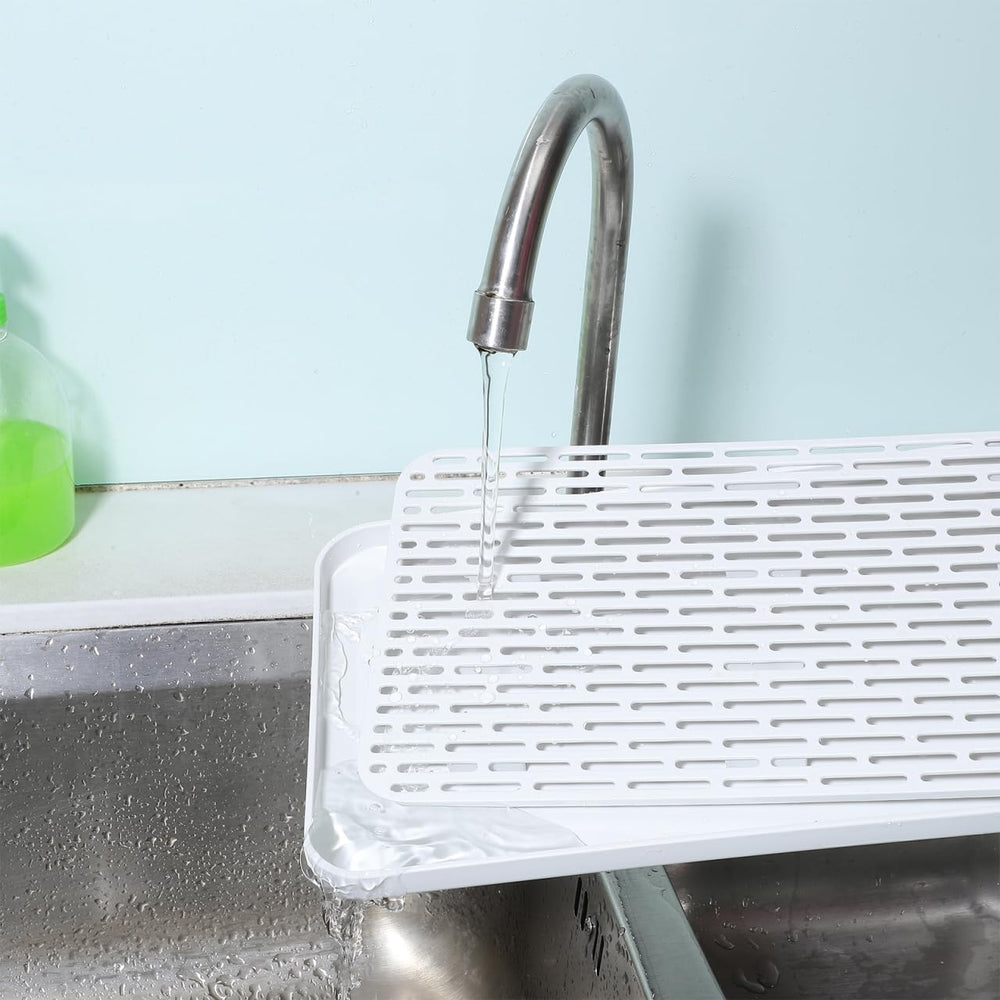 DOITOOL Double Layer Draining Tray: 2Pack Dish Drainer Drying Rack for Kitche...