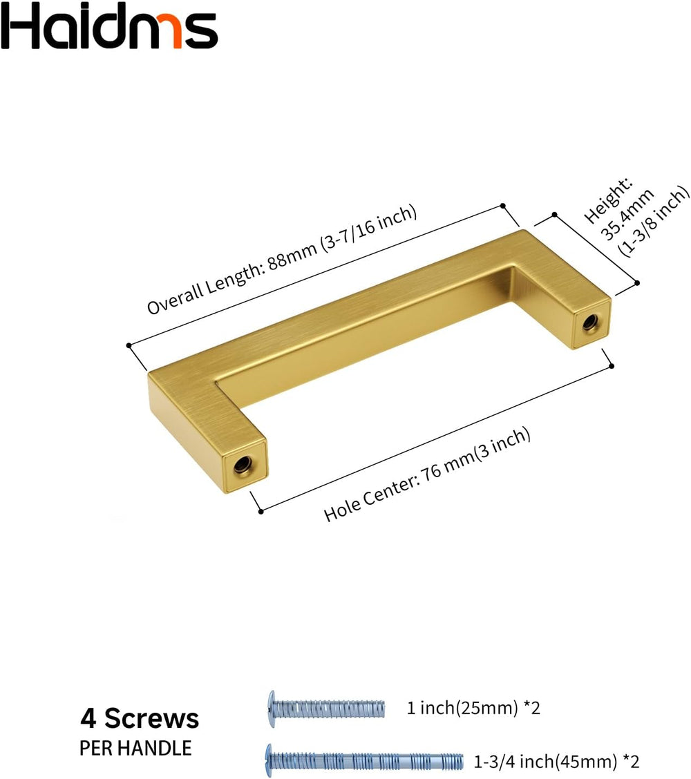 Haidms Gold Cabinet Handles 3 Inch Brushed Gold Cabinet Handles 20 Pack