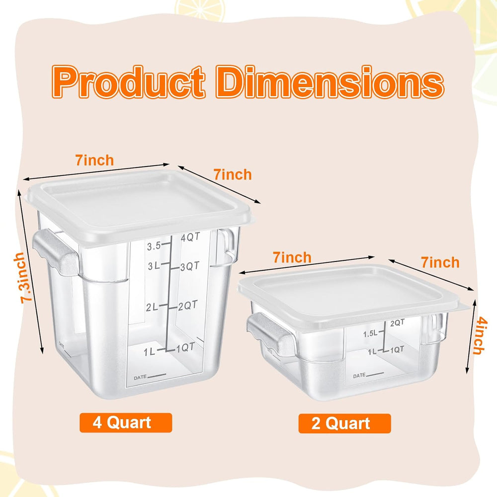 Suclain 8 Pcs Food Storage Container with Lids Set 2qt and 4qt Square Clear C...