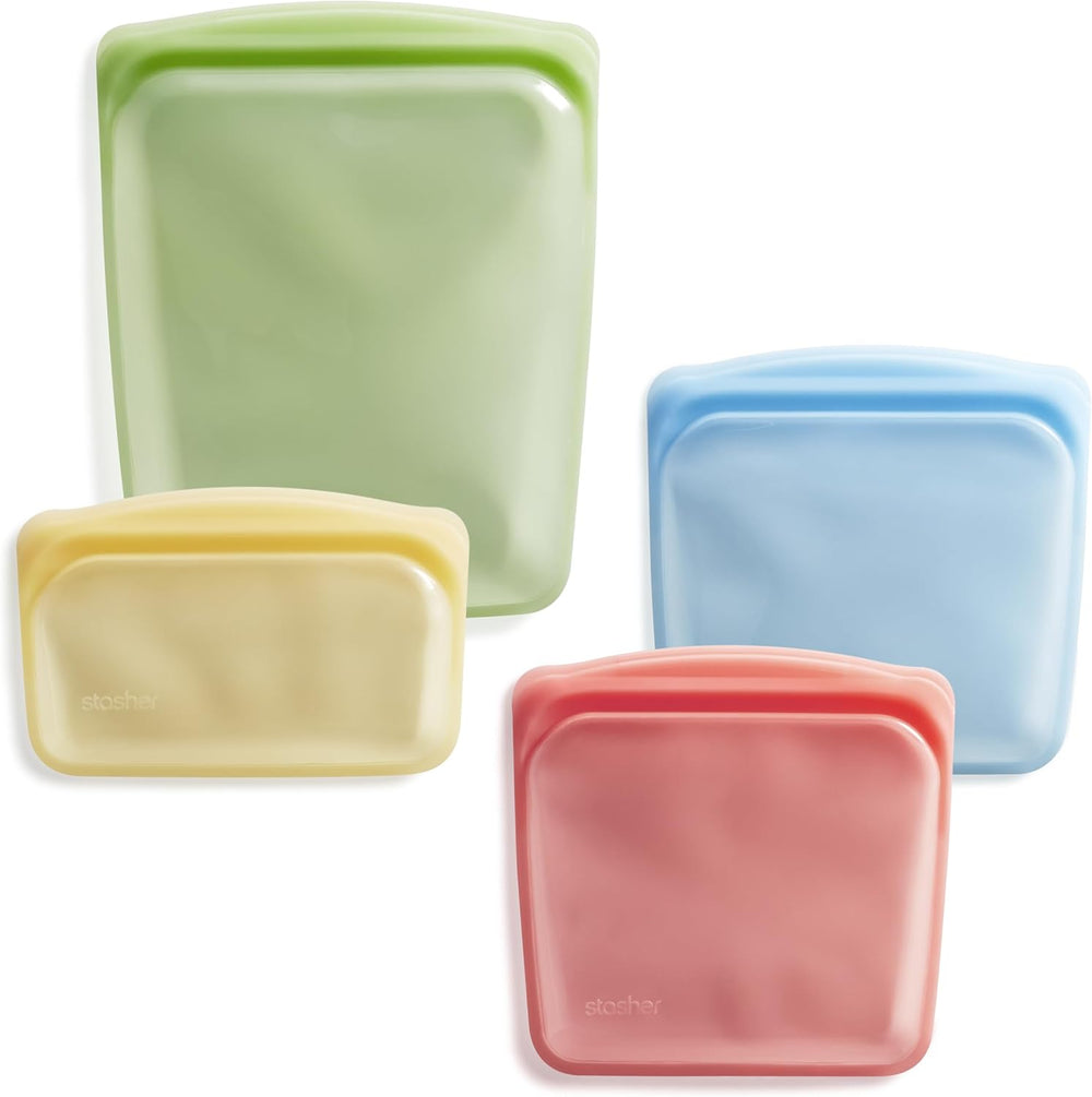 Stasher Premium Silicone Reusable Food Storage Bags, Lunch Bag, Travel (3-Pack)