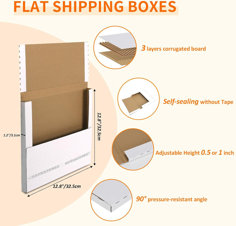 HORLIMER 25 Pack 12.8x12.8x1 Self-Sealing Shipping Boxes, Vinyl Record Mailer...