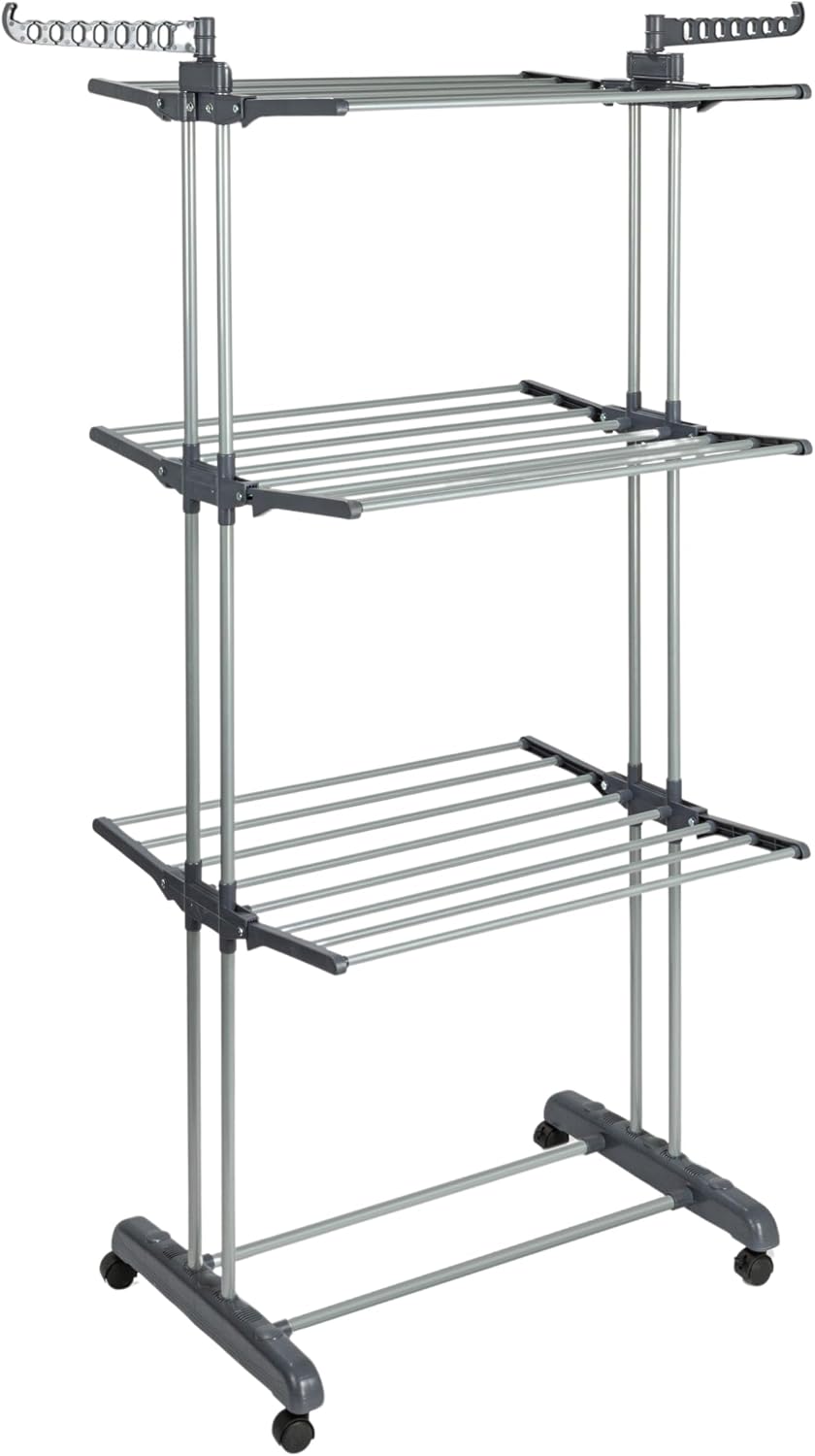 Household Essentials 4 Tier Stainless Steel Laundry Drying Rack with Two Side...