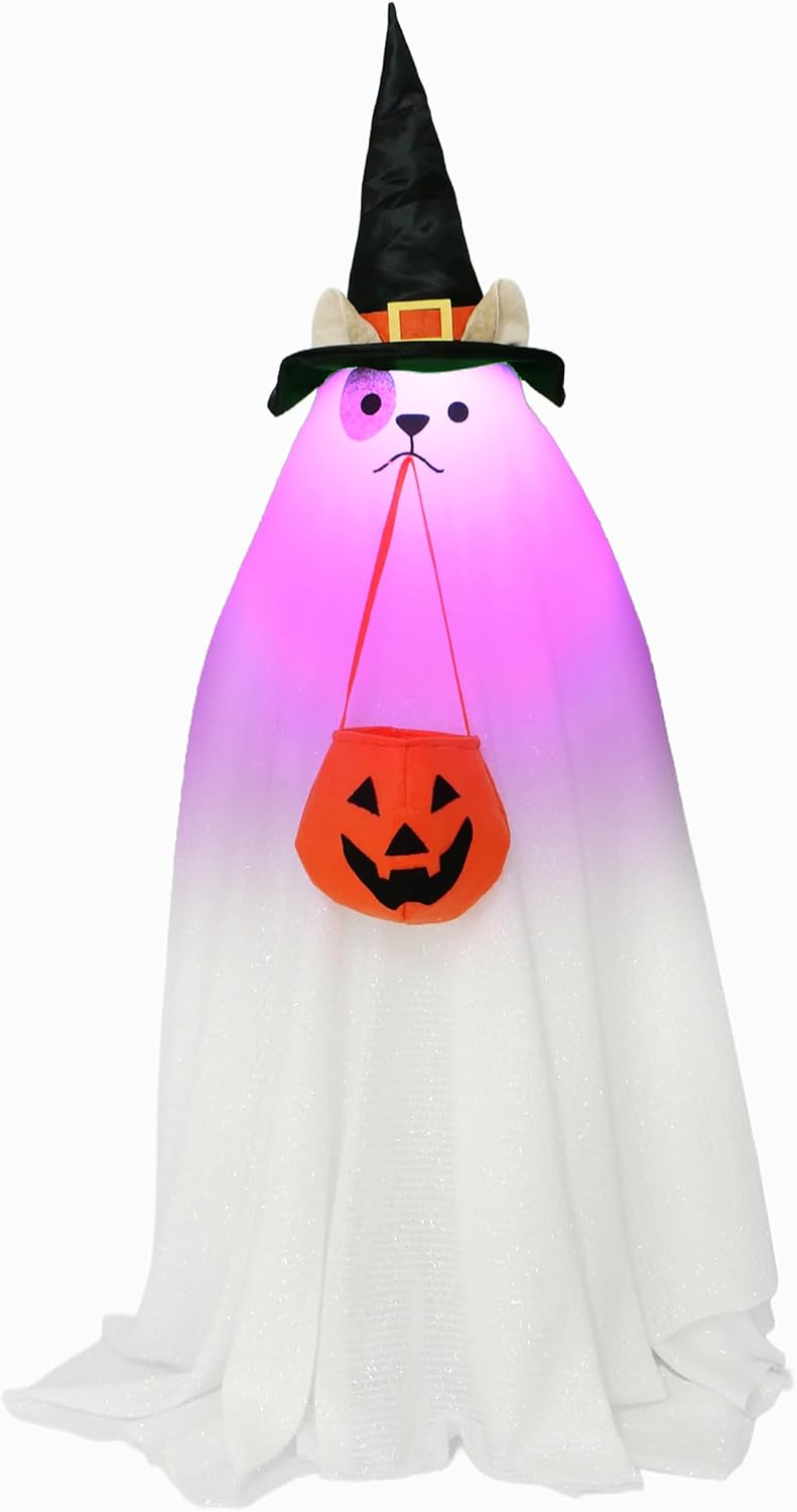 Outdoor Halloween Decorations RGB Lights Up Ghost - Halloween Porch Decor