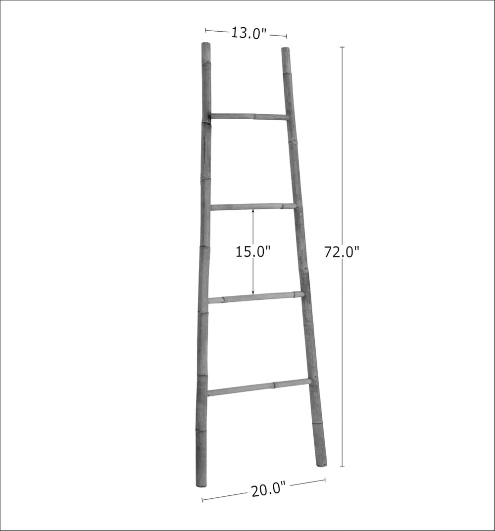 Handcrafted Bamboo 4 tier Towel Ladder Rack for Bathroom Storage Blanket Clot...
