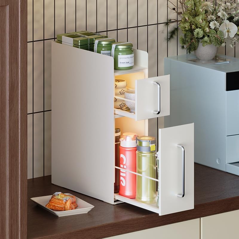 Saiveina Pull Out Spice Rack Organizer – 3 Tier Sliding Drawer, No Assembly S...