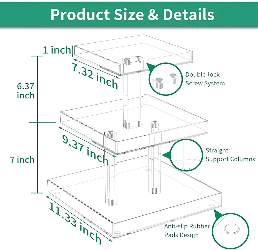 3-Tier Perfume Organizer, Clear Acrylic Display Cosmetic Storage Organizer, 3...