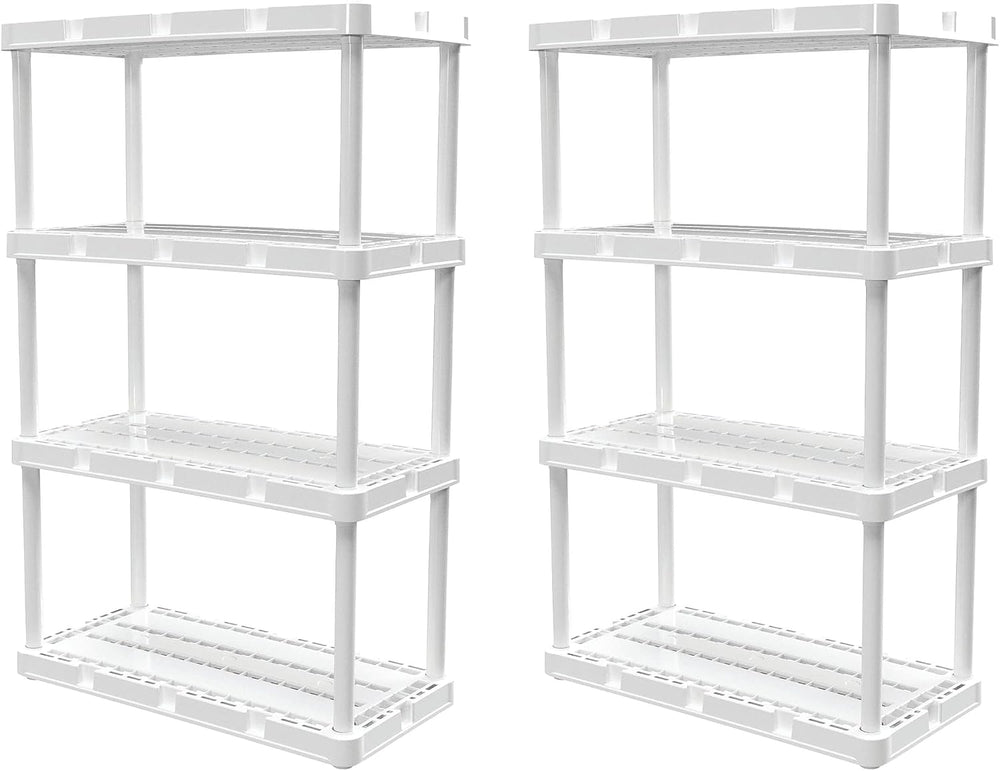 Gracious Living 2 Pack Light Duty Storage Shelves, Knect-A-Shelf 4-Shelf Vent...