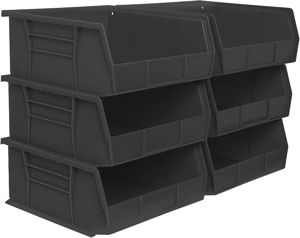 Akro-Mils 30235 AkroBins Plastic Storage Bins, 11"x11"x5", Bla...