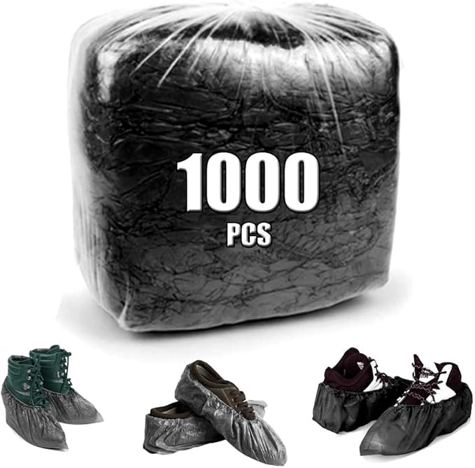 Black shoe covers Disposable 1000 PCS Premium Waterproof and Recyclable Boot