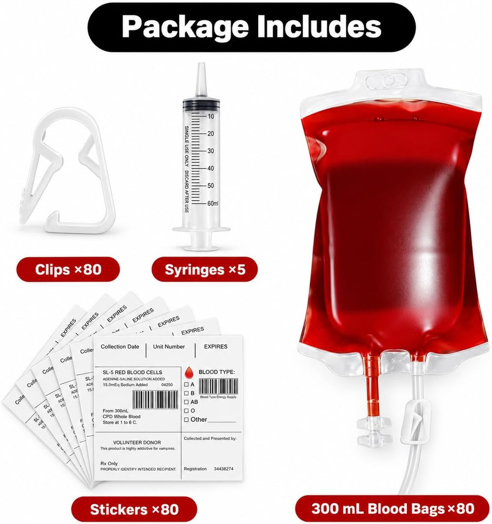 MGparty 80 Pack Blood Bags for Drinks Reusable IV Drink Pouches for Halloween...