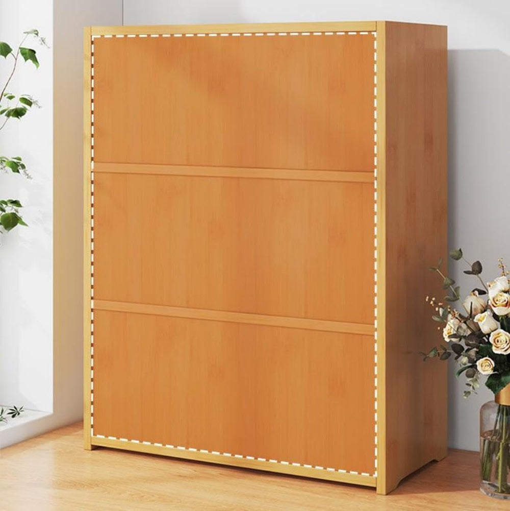 3 Tiers Bamboo Storage Cabinet, Wood Sideboard with Acrylic Doors Modern Kitc...
