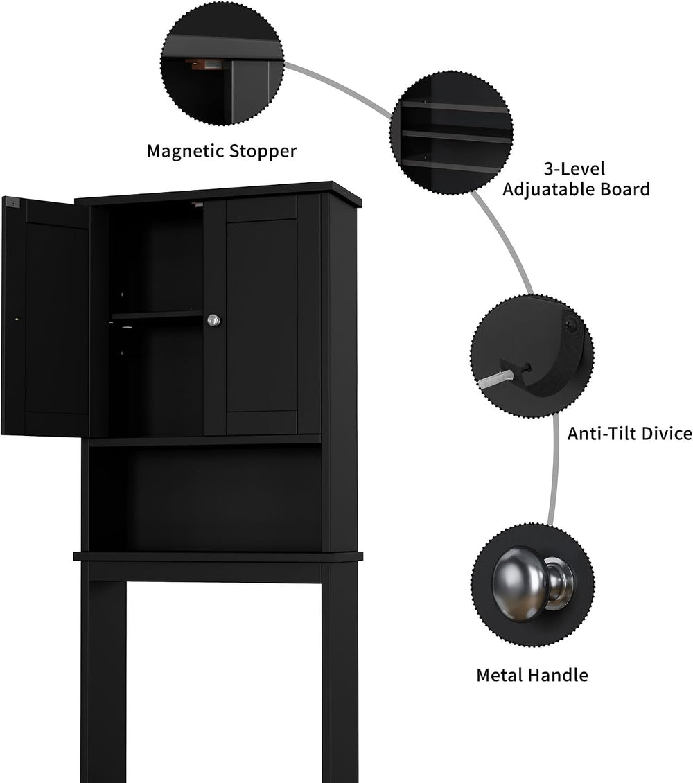 Shintenchi Over the Toilet Storage Cabinet, Bathroom Shelf, Black