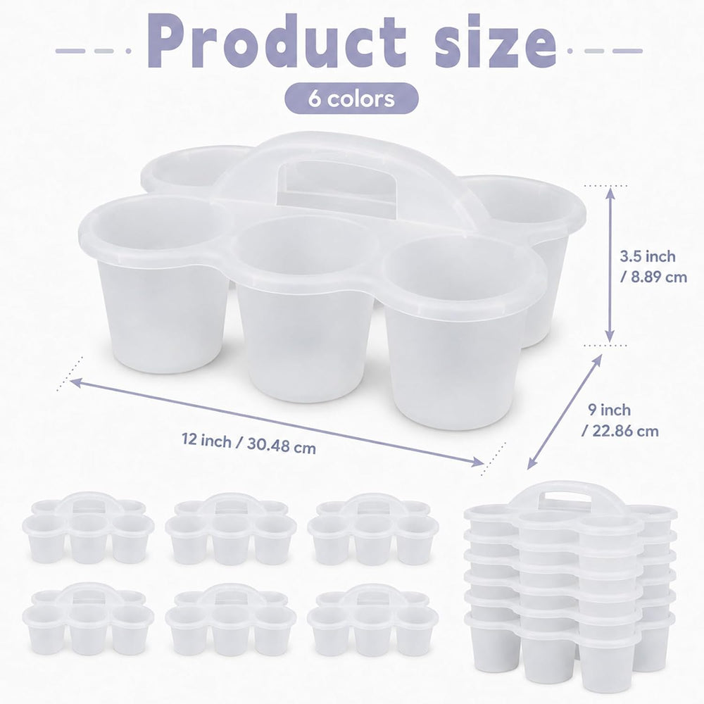 6 Pack Classroom Caddy With Handle for School Supplies, Clear
