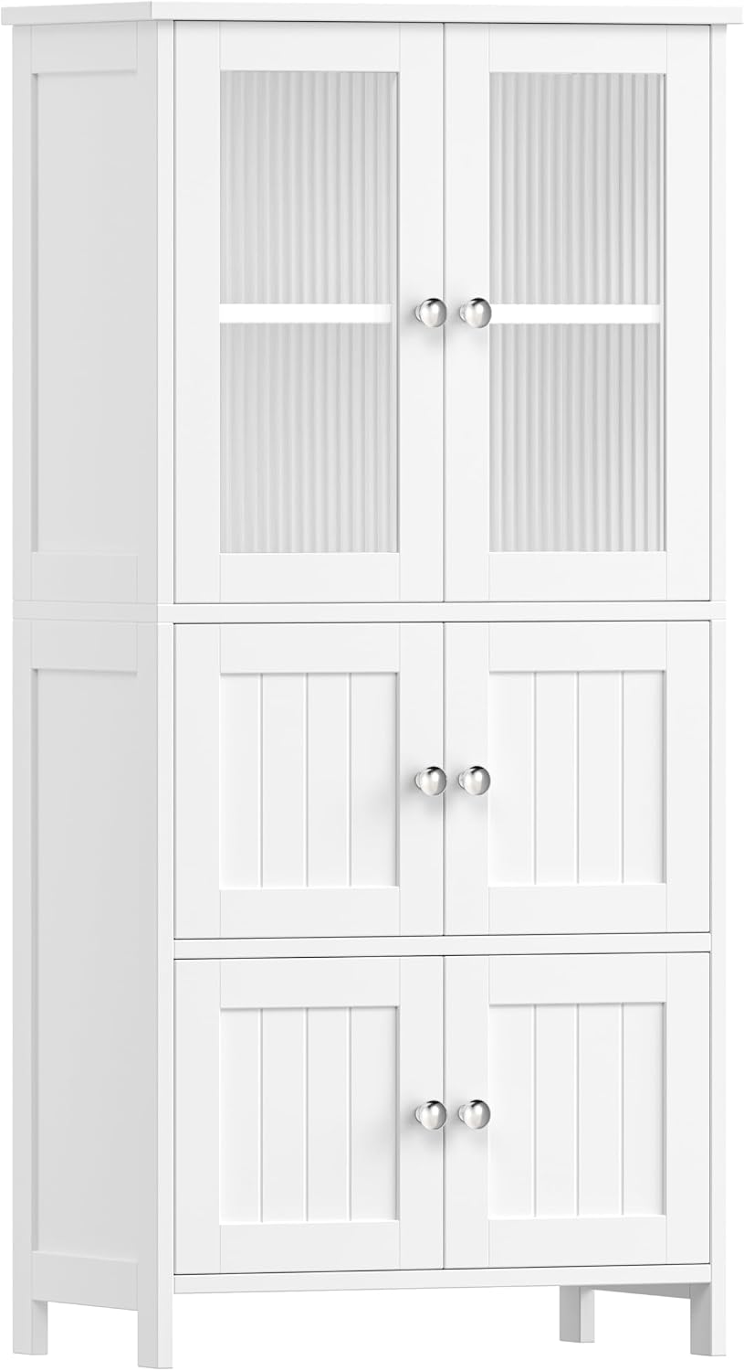 43.3'' H Bathroom Storage Cabinet with 6 Doors Adjustable Shelf