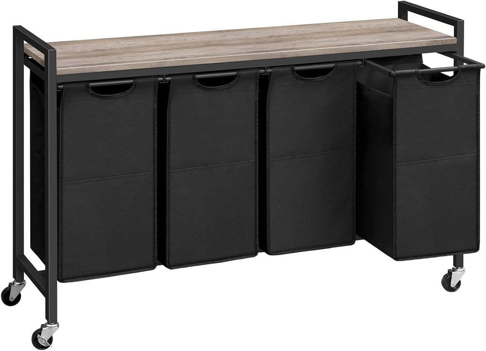 HOOBRO Laundry Sorter 4 Sections, Laundry Hamper with Wheels, 42 Gal (160 L),...