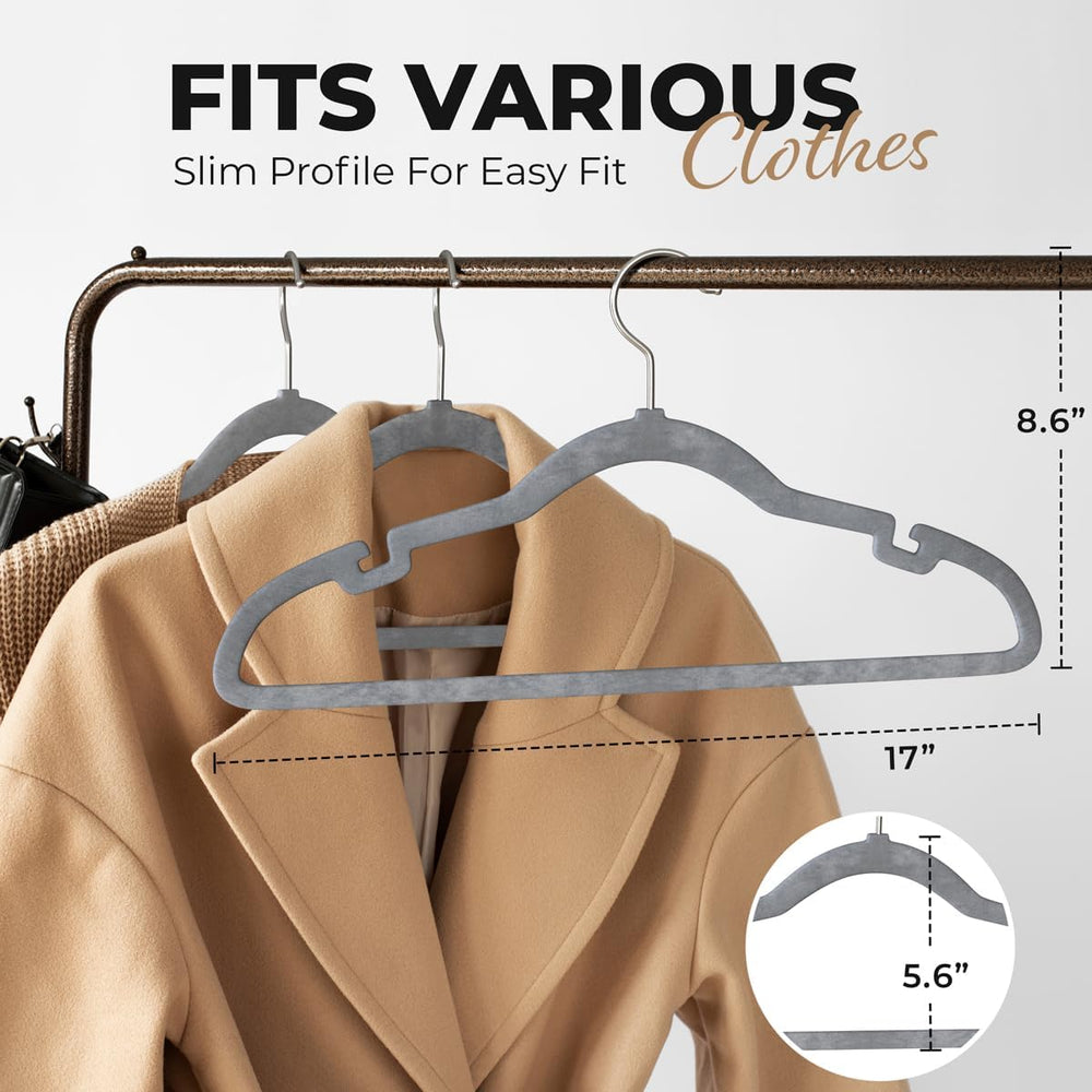 Our Modern Space 100 Pack Velvet Hanger for Shirt Pants Dresses Skirts Suits ...
