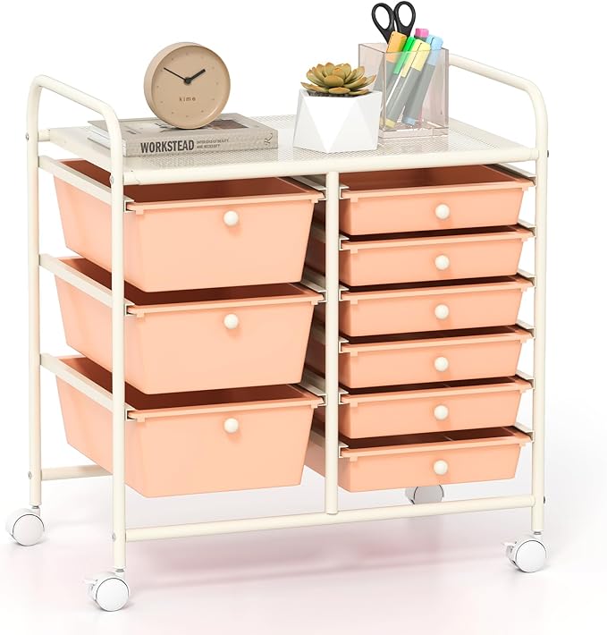 GOFLAME 9-Drawer Rolling Storage Cart, Mobile Utility Cart