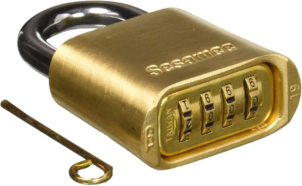 436 4-Dial Bottom Resettable Combination Brass Padlock with 1-Inch Hardened S...
