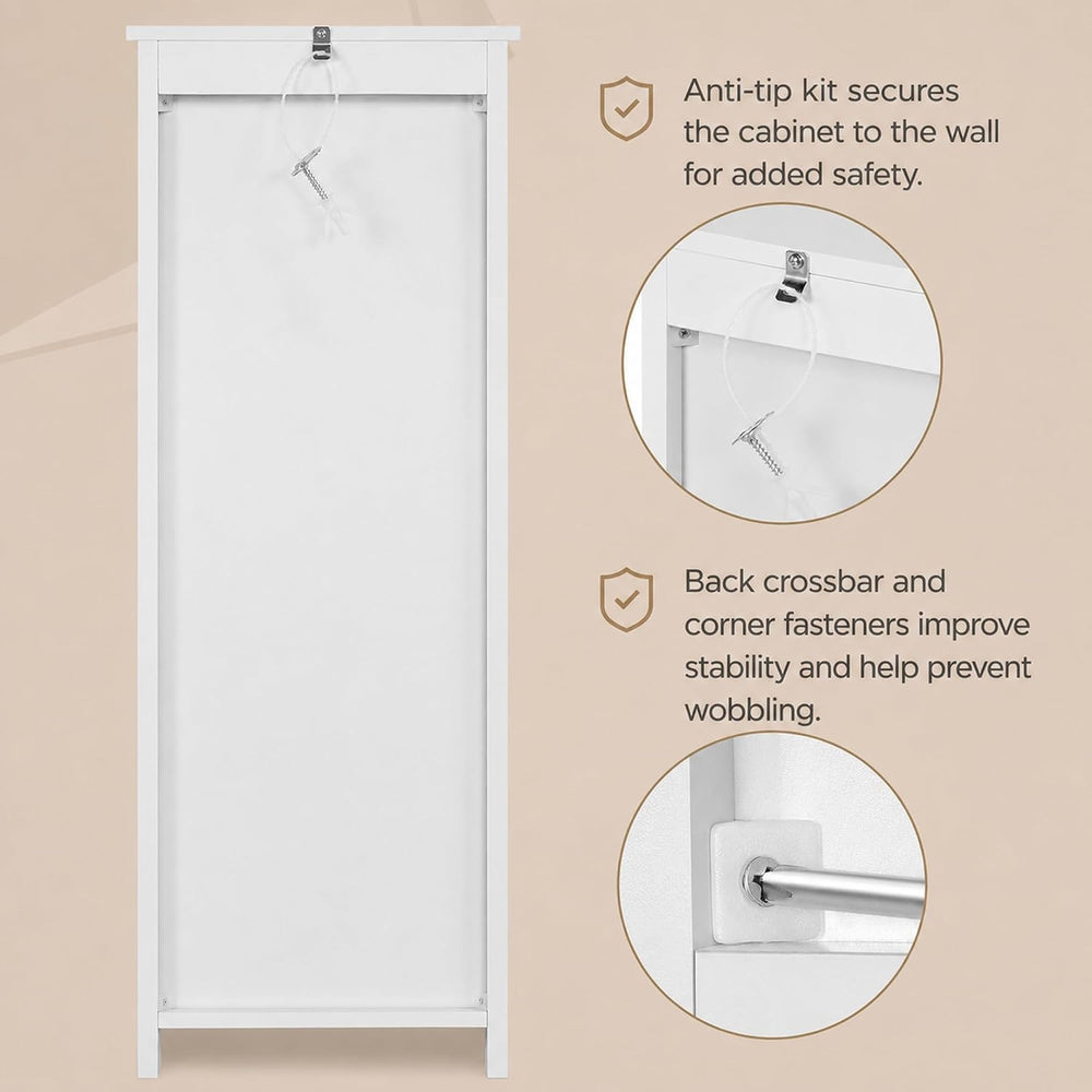 Yaheetech Bathroom Storage Cabinet, 12" W Slim 4-Drawer Design, White
