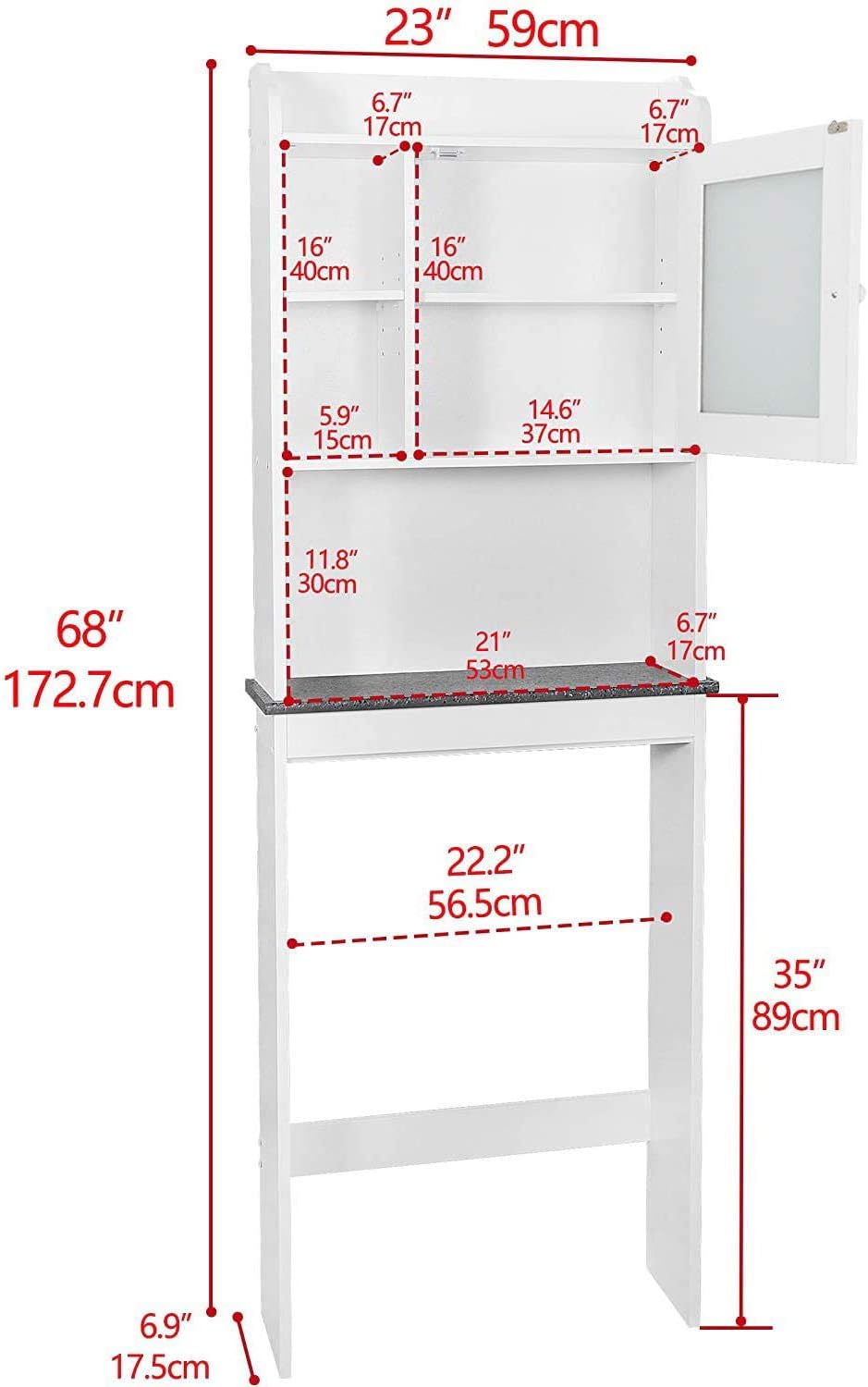 ZENY Over The Toilet Storage Cabinet, Bathroom Organizer with Adjustable Shel...
