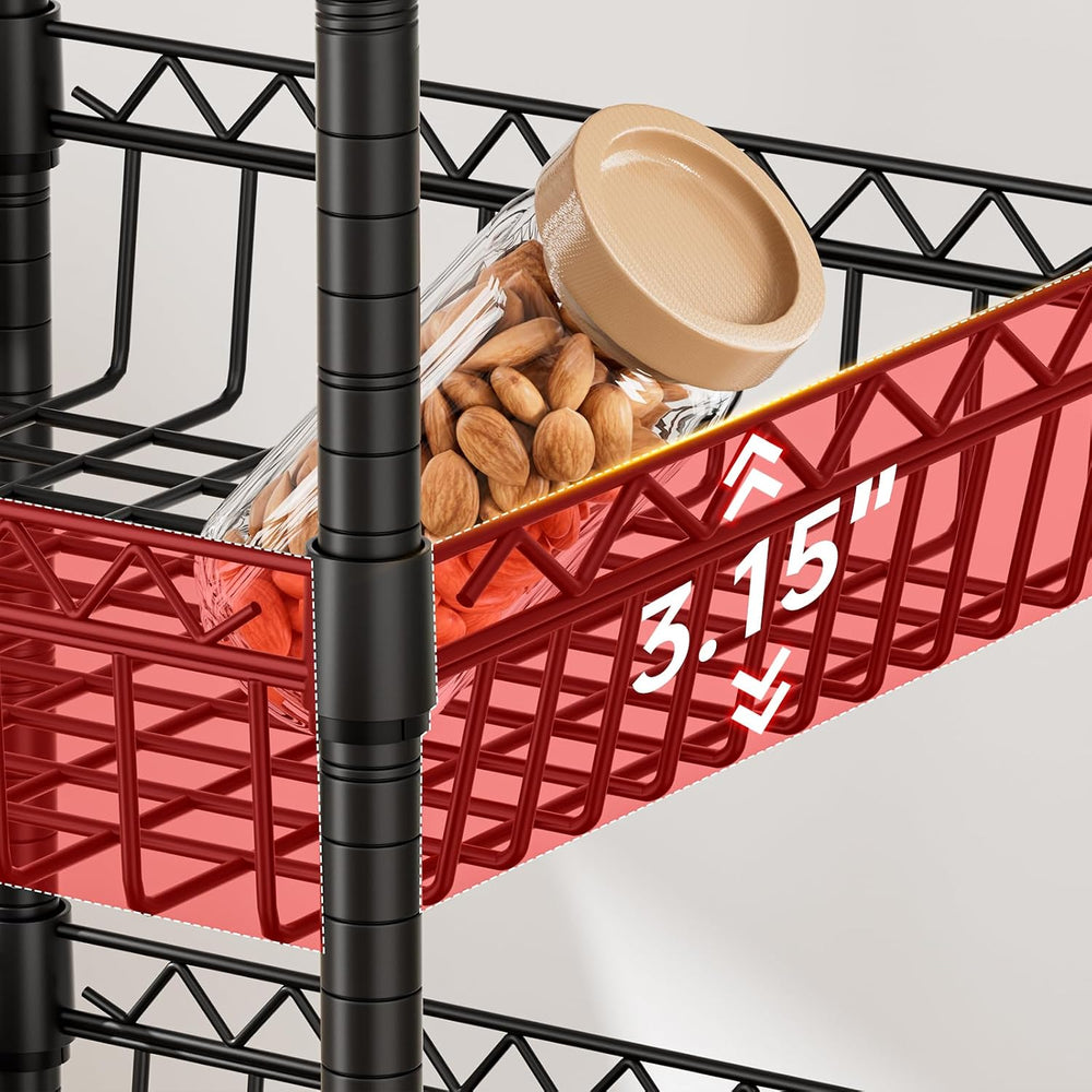 Golpart Basket Shelves Closet Rack with Wheels Metal Pantry Wire Shelf Unit