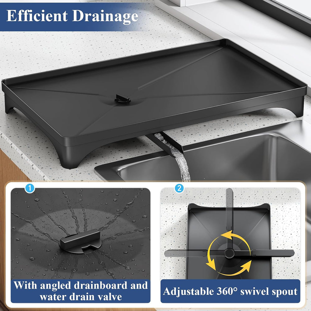 SNTD Dish Drying Rack for Kitchen Counter, 11.8" W x 16.7" L, Black