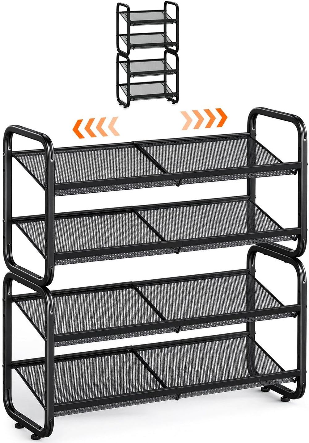 4 Tier Expandable Shoe Rack for Closet & Entryway, Metal Shoe Storage